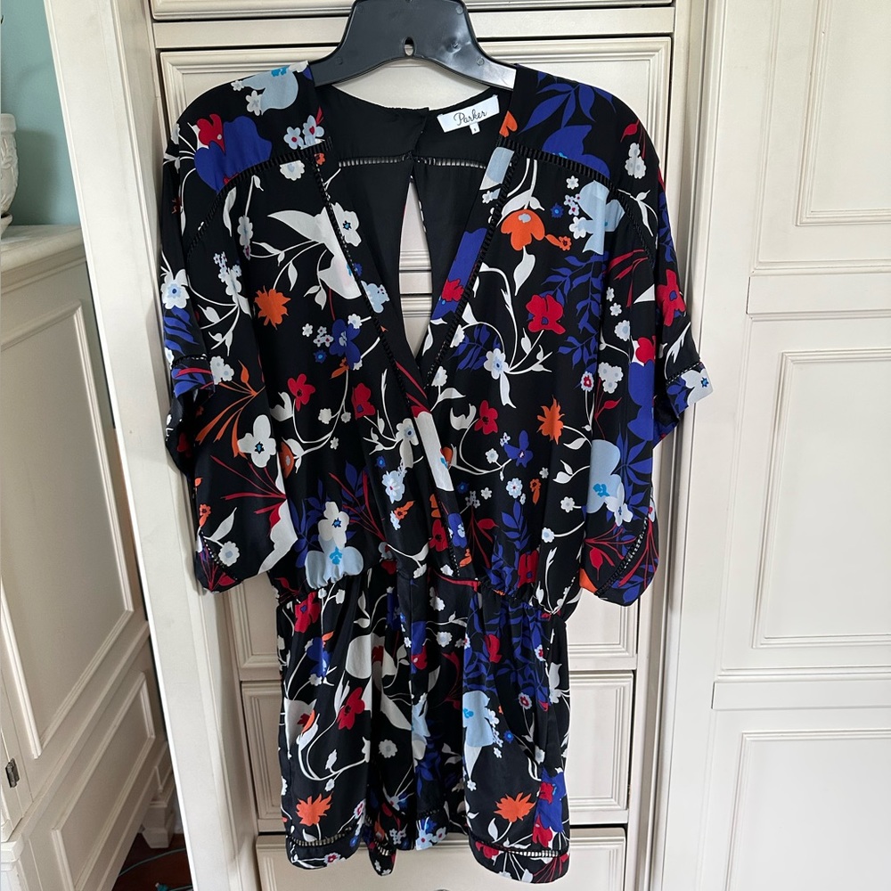 Parker silk romper with pockets size small